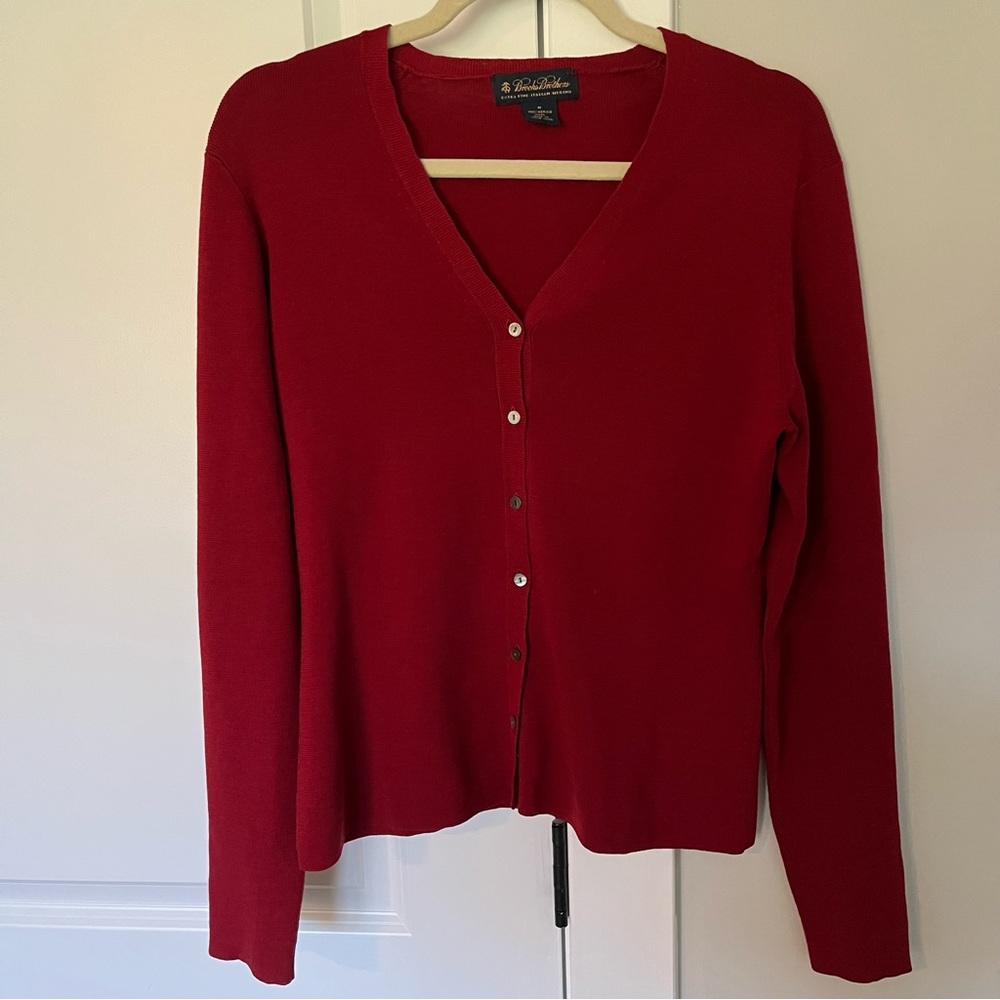 Brooks Brothers Burgundy Cardigan Sweater, Size Medium